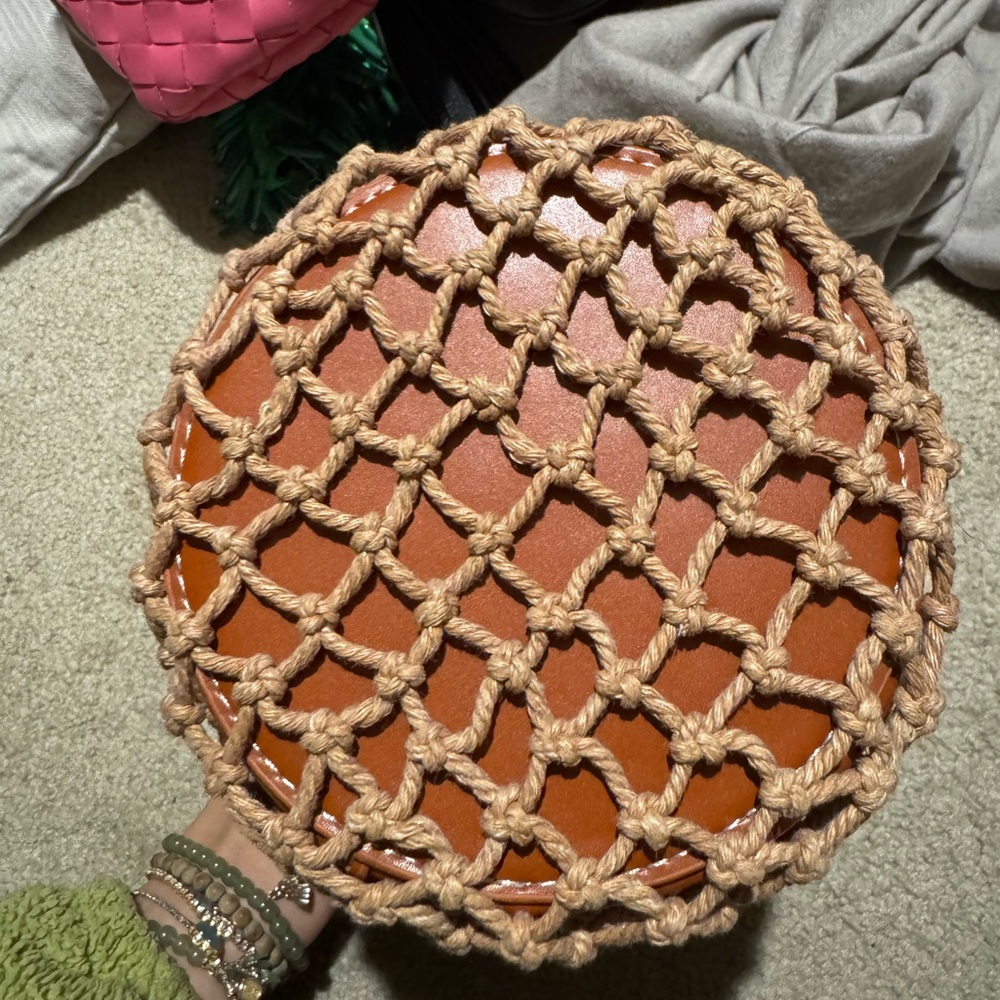 Brown Woven Net Bag - Picture 2 of 6